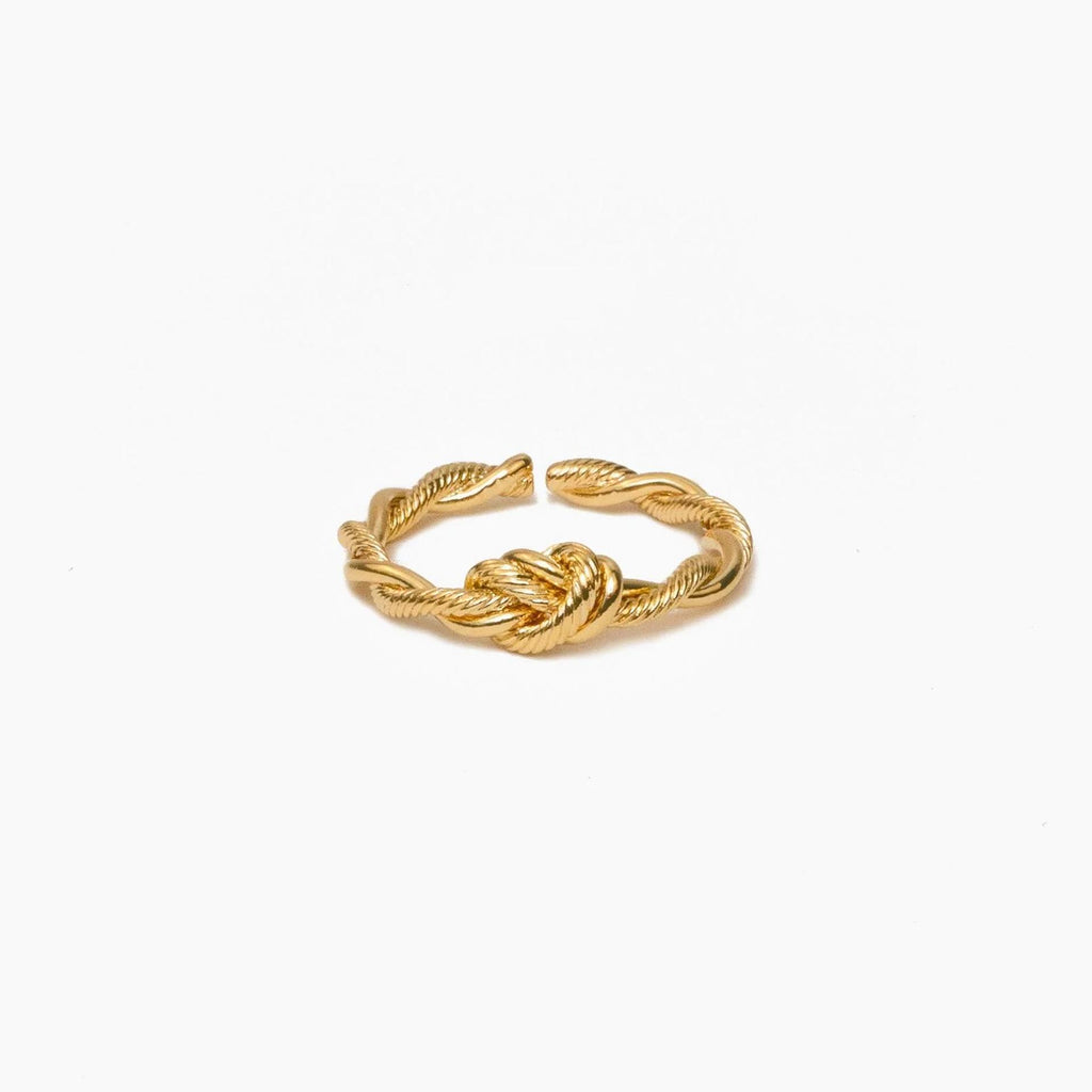 Emma Intertwined Knotted Adjustable Ring 14k Gold Plated