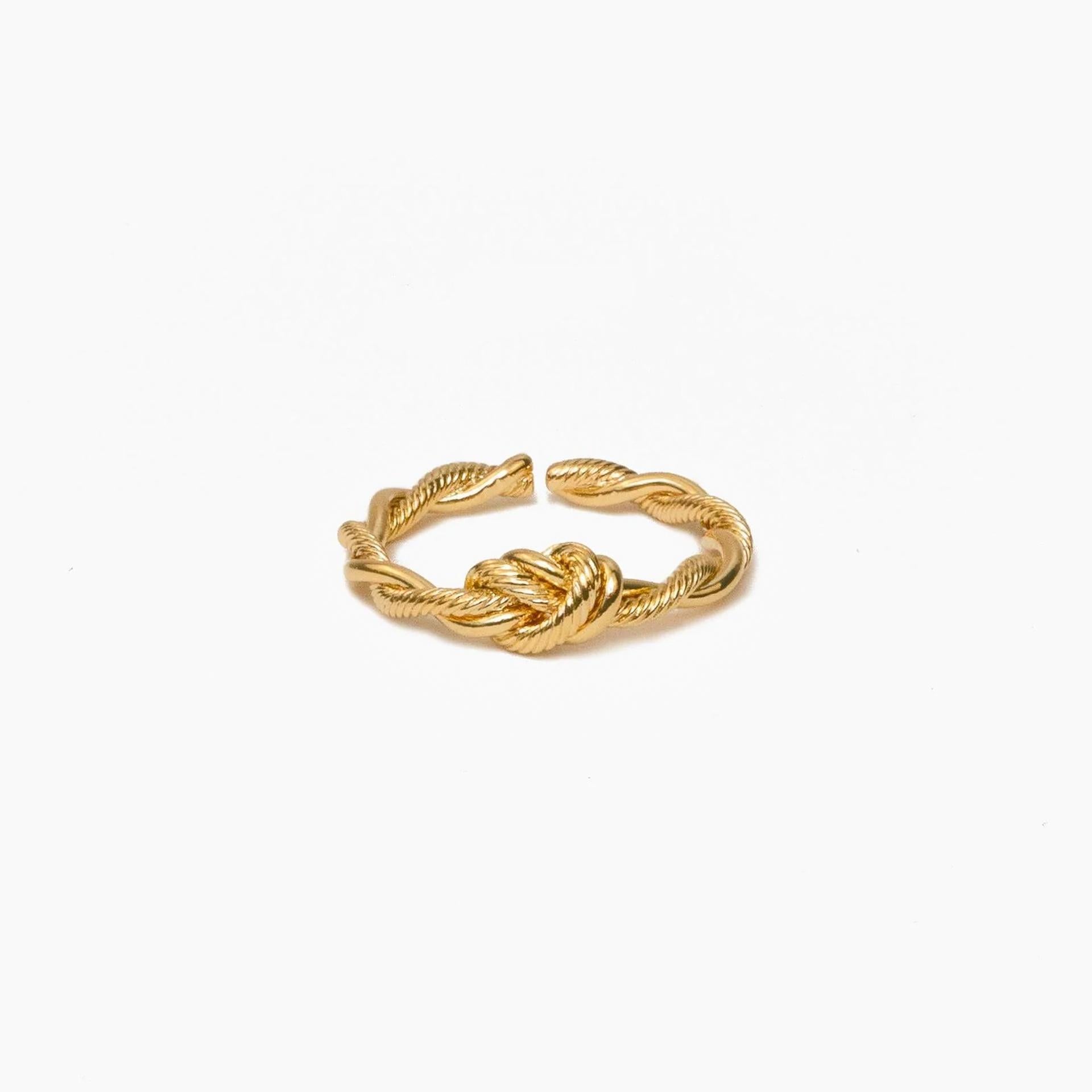 Emma Intertwined Knotted Adjustable Ring 14k Gold Plated