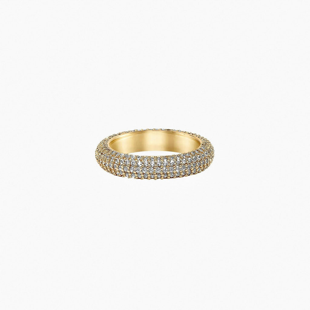 Lyn Crystal Round Polished Ring 14k Gold Plated Bold Look