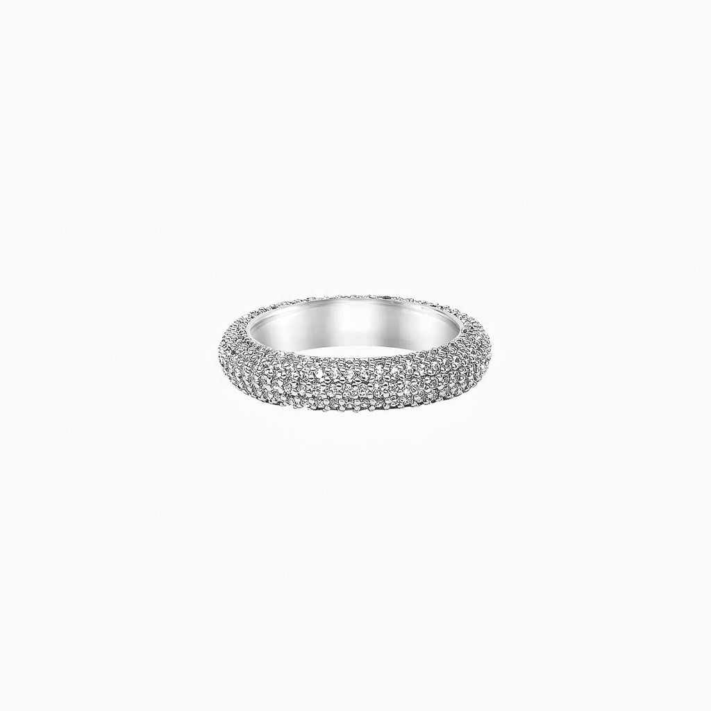 Lyn Crystal Round Polished Ring 14k Gold Plated Bold Look