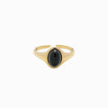 Corvina Black Stone Adjustable Ring 14k Gold Plated Bold Accent