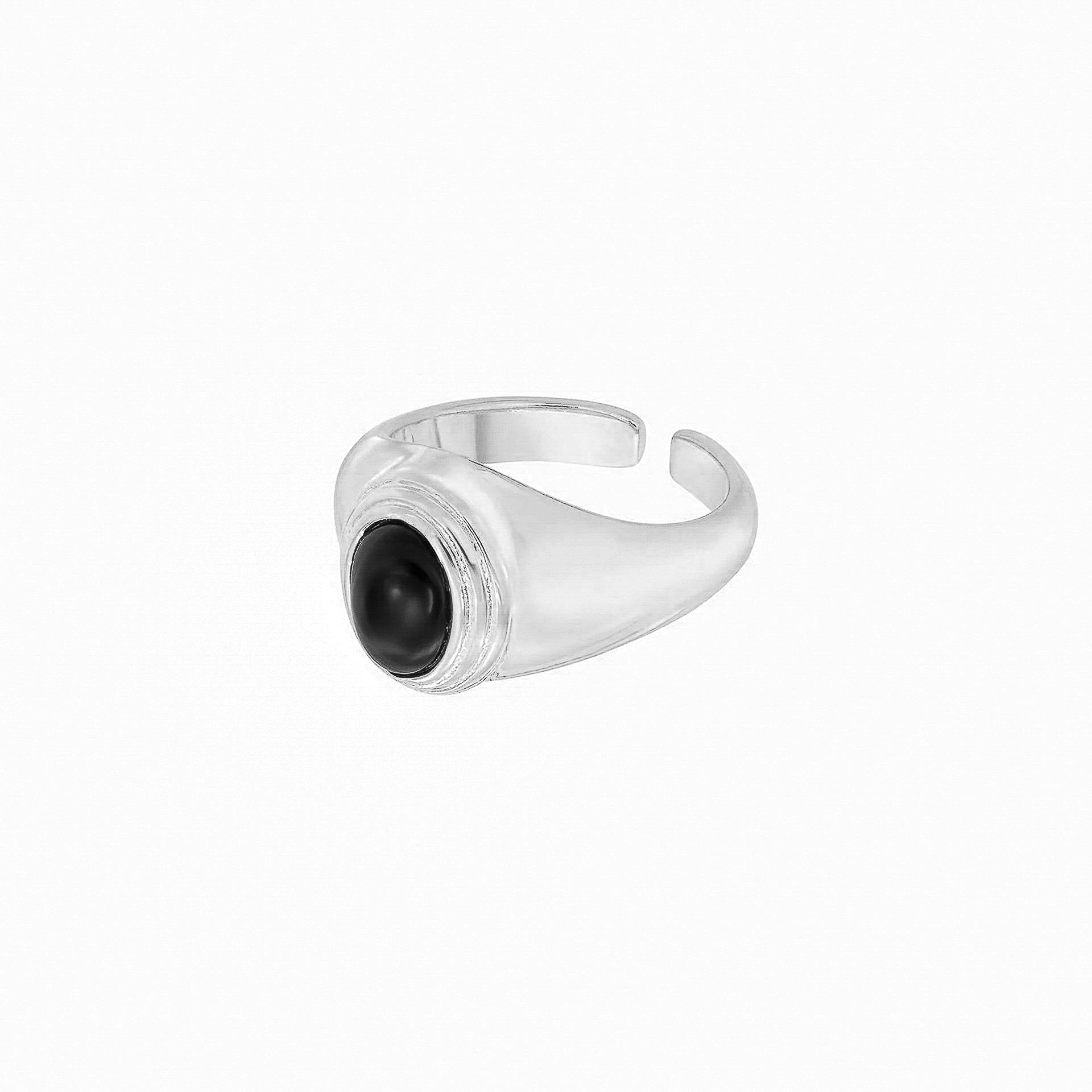 Gaeta Black Stone Statement Adjustable Ring 14k Gold Plated Vintage