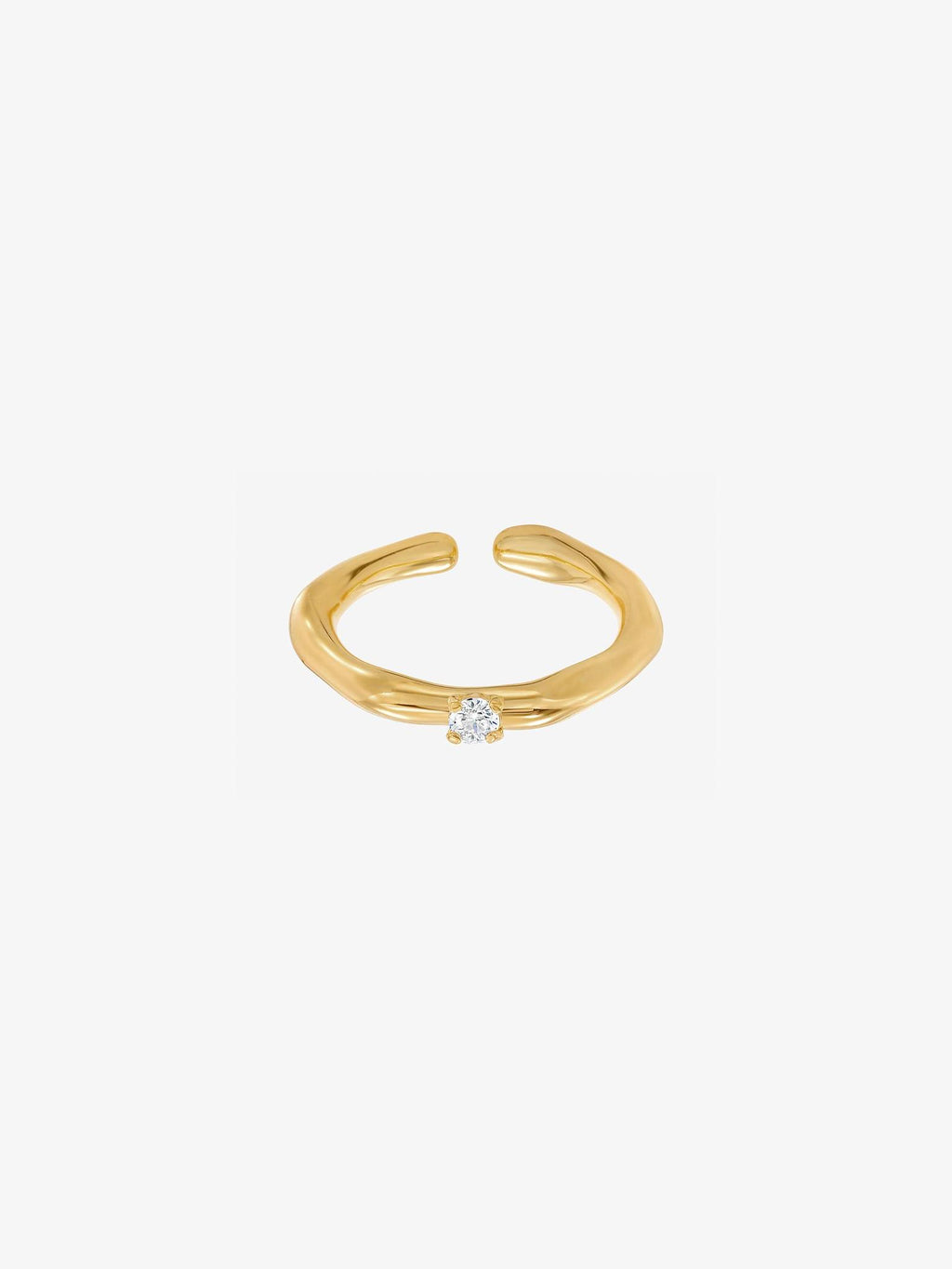 Carrara Crystal Textured Geometric Adjustable Ring 14k Gold Plated
