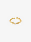 Carrara Crystal Textured Geometric Adjustable Ring 14k Gold Plated