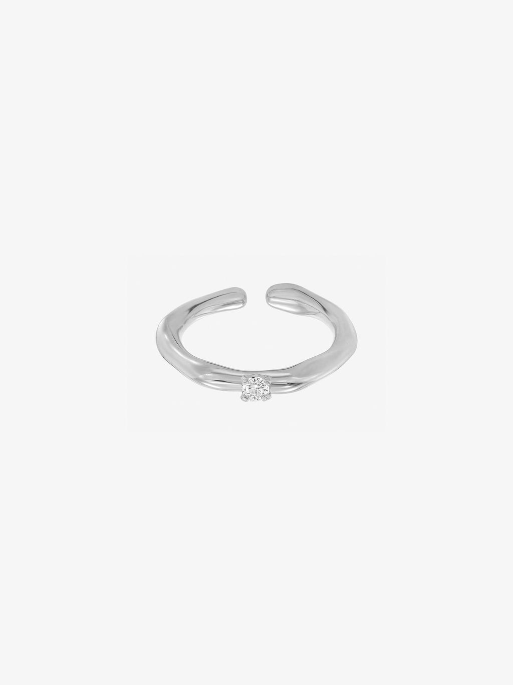 Carrara Crystal Textured Geometric Adjustable Ring 14k Gold Plated