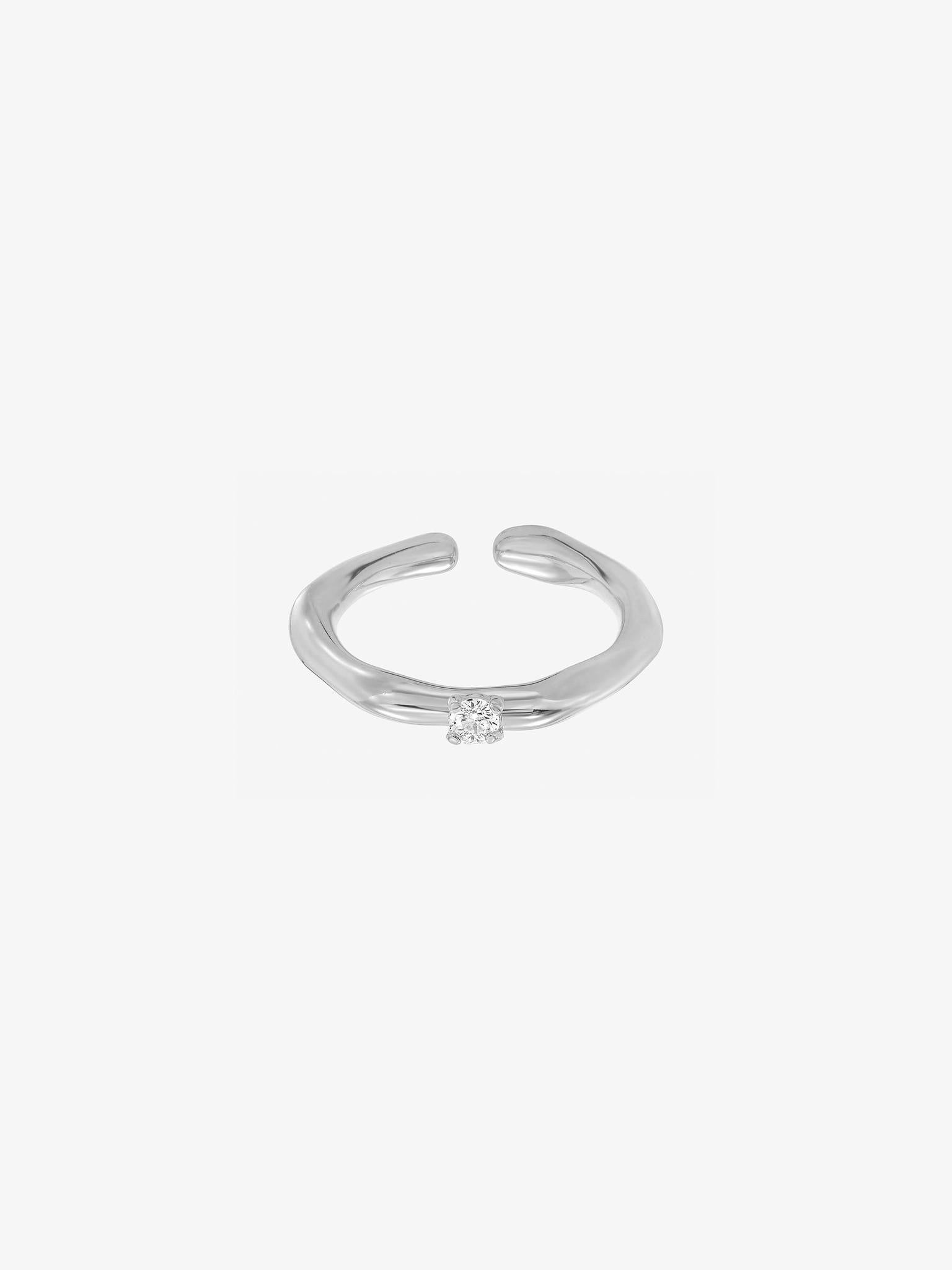 Carrara Crystal Textured Geometric Adjustable Ring 14k Gold Plated