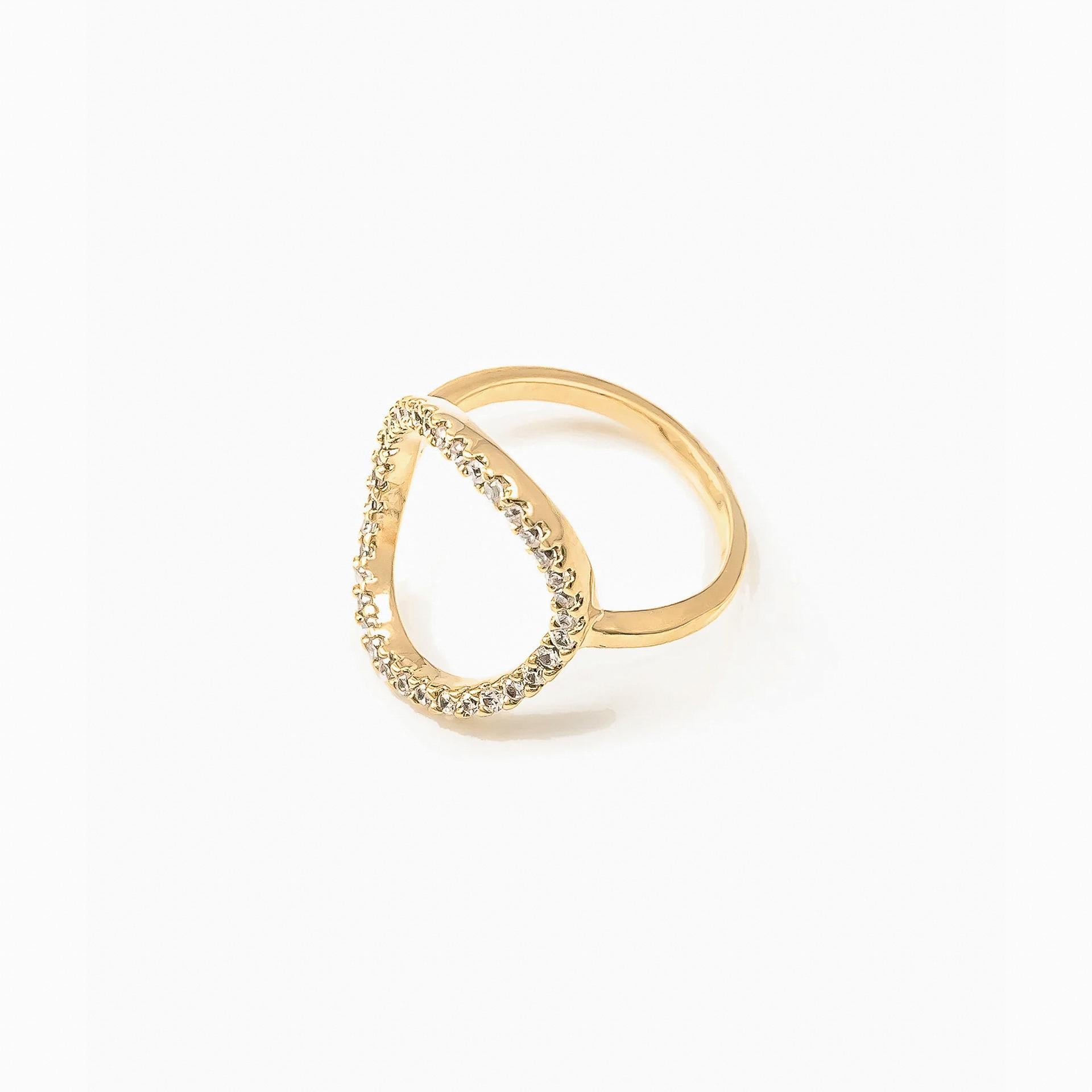 Ella Crystal Hole Statement Ring 14k Gold Plated Unique Style