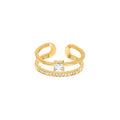 Saya Crystal Double Band Adjustable Ring 14k Gold Plated Special Occasion Look