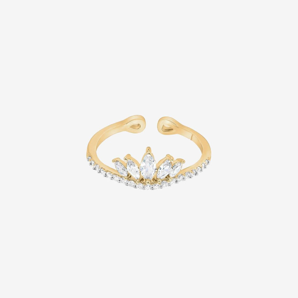 Faith Crystal Crown Adjustable Ring 14k Gold Plated Beautiful Look