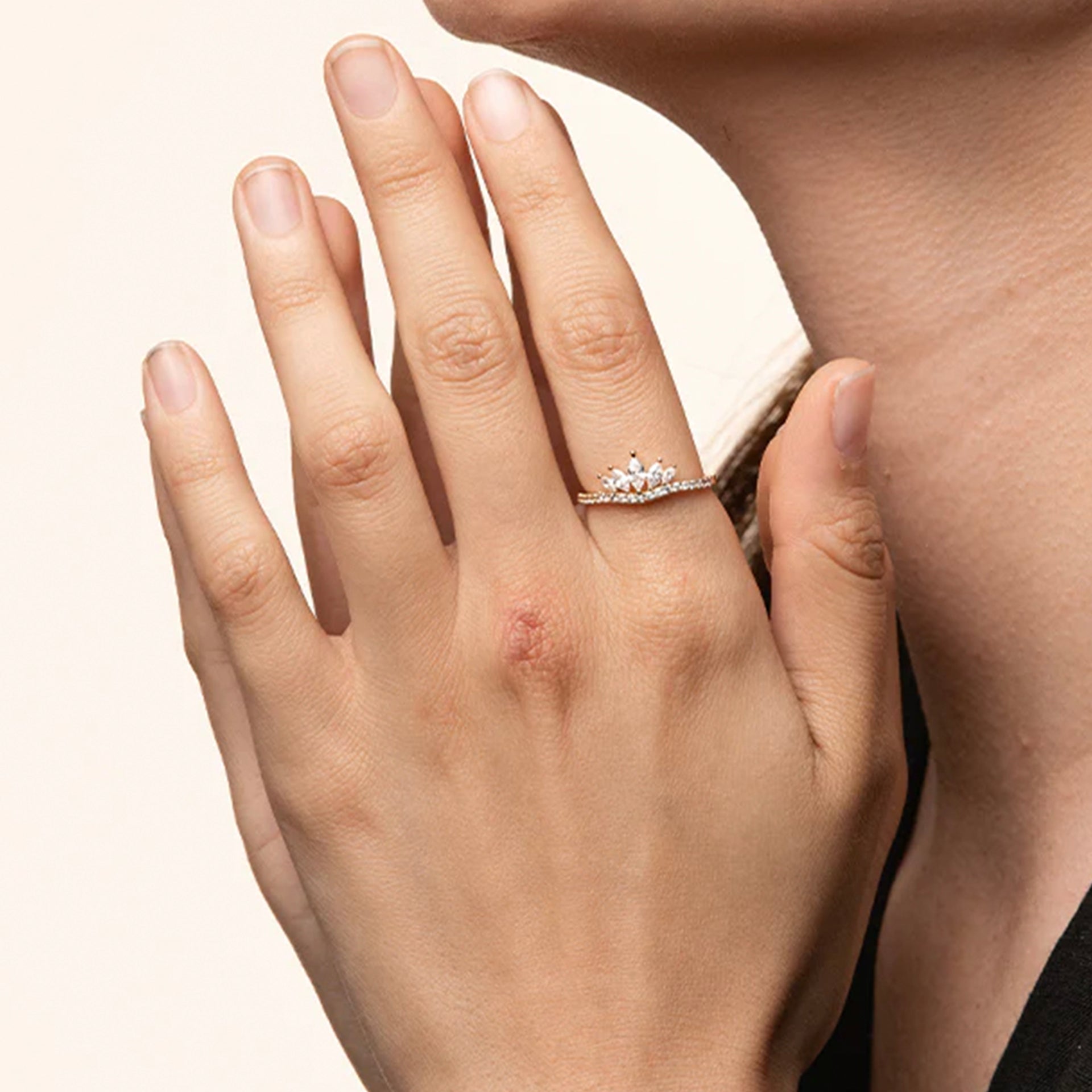Faith Crystal Crown Adjustable Ring 14k Gold Plated Beautiful Look