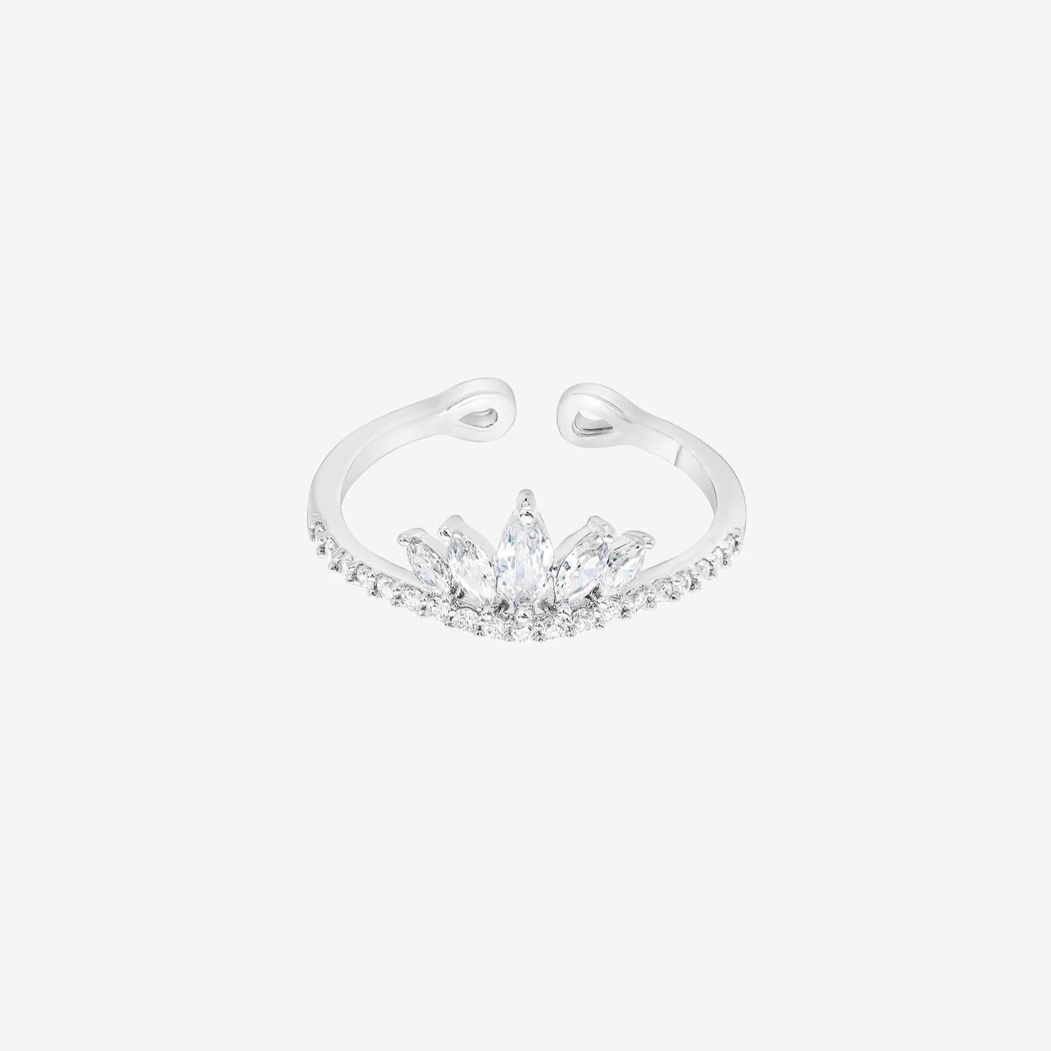 Faith Crystal Crown Adjustable Ring 14k Gold Plated Beautiful Look