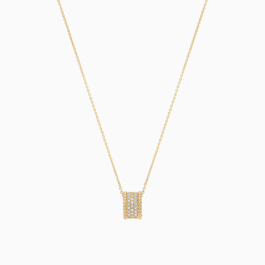 Rosa Round Crystal Pendant Necklace 14k Gold Plated Classic Style