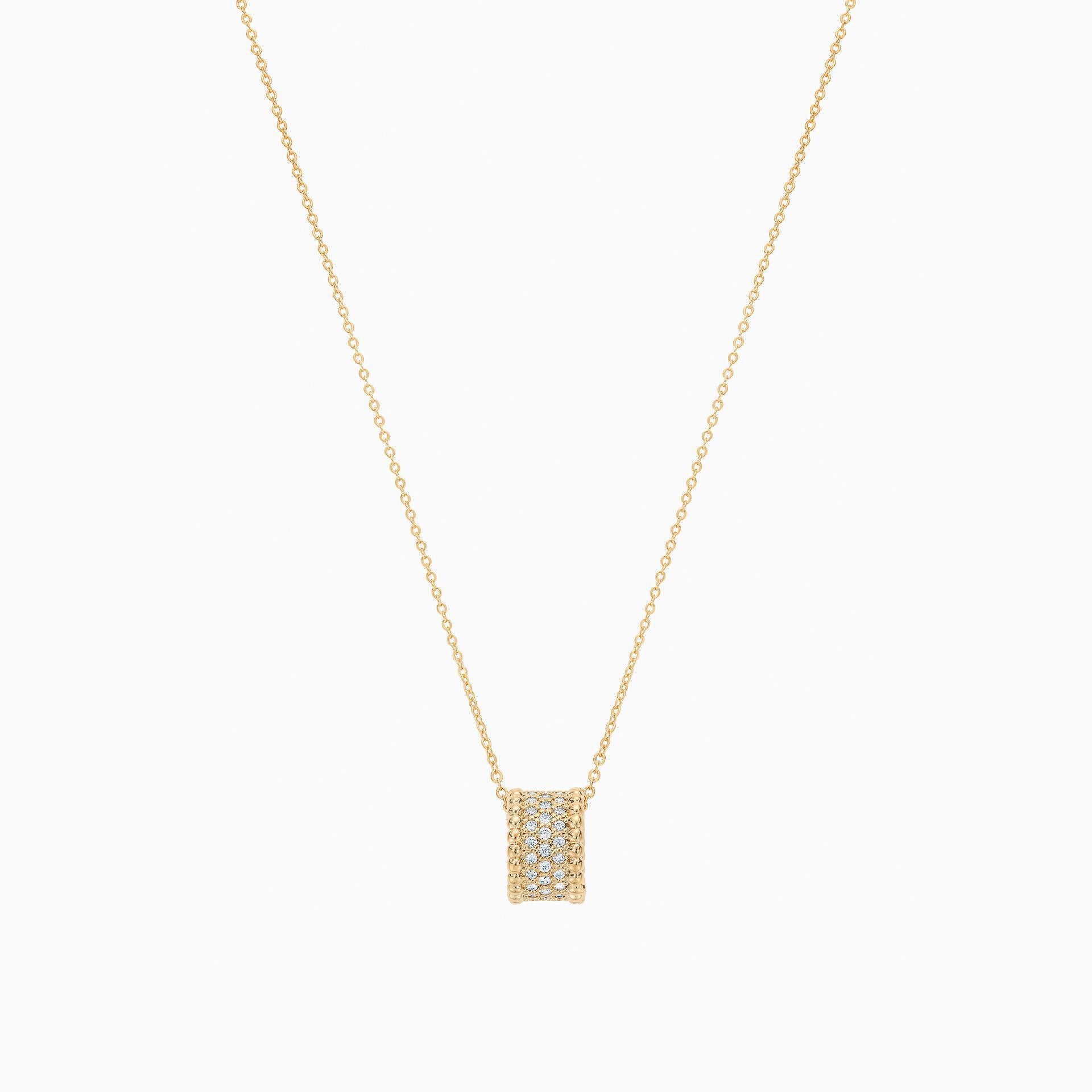 Rosa Round Crystal Pendant Necklace 14k Gold Plated Classic Style