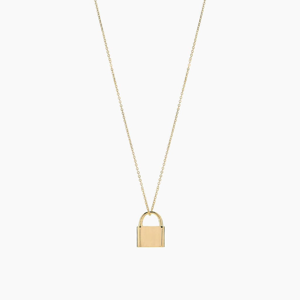 Jennie Lock Pendant Necklace 14k Gold Plated Everyday Wear