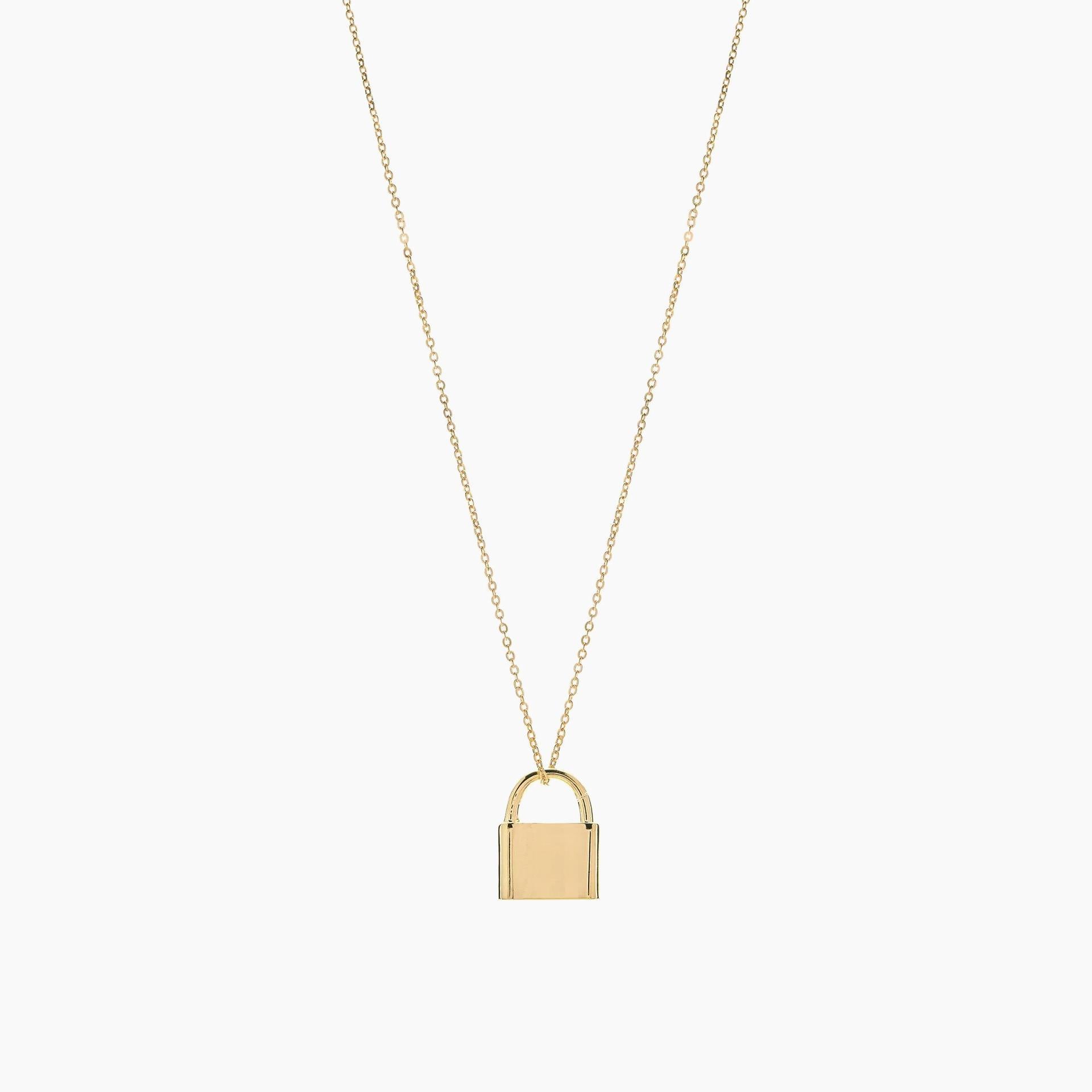 Jennie Lock Pendant Necklace 14k Gold Plated Everyday Wear