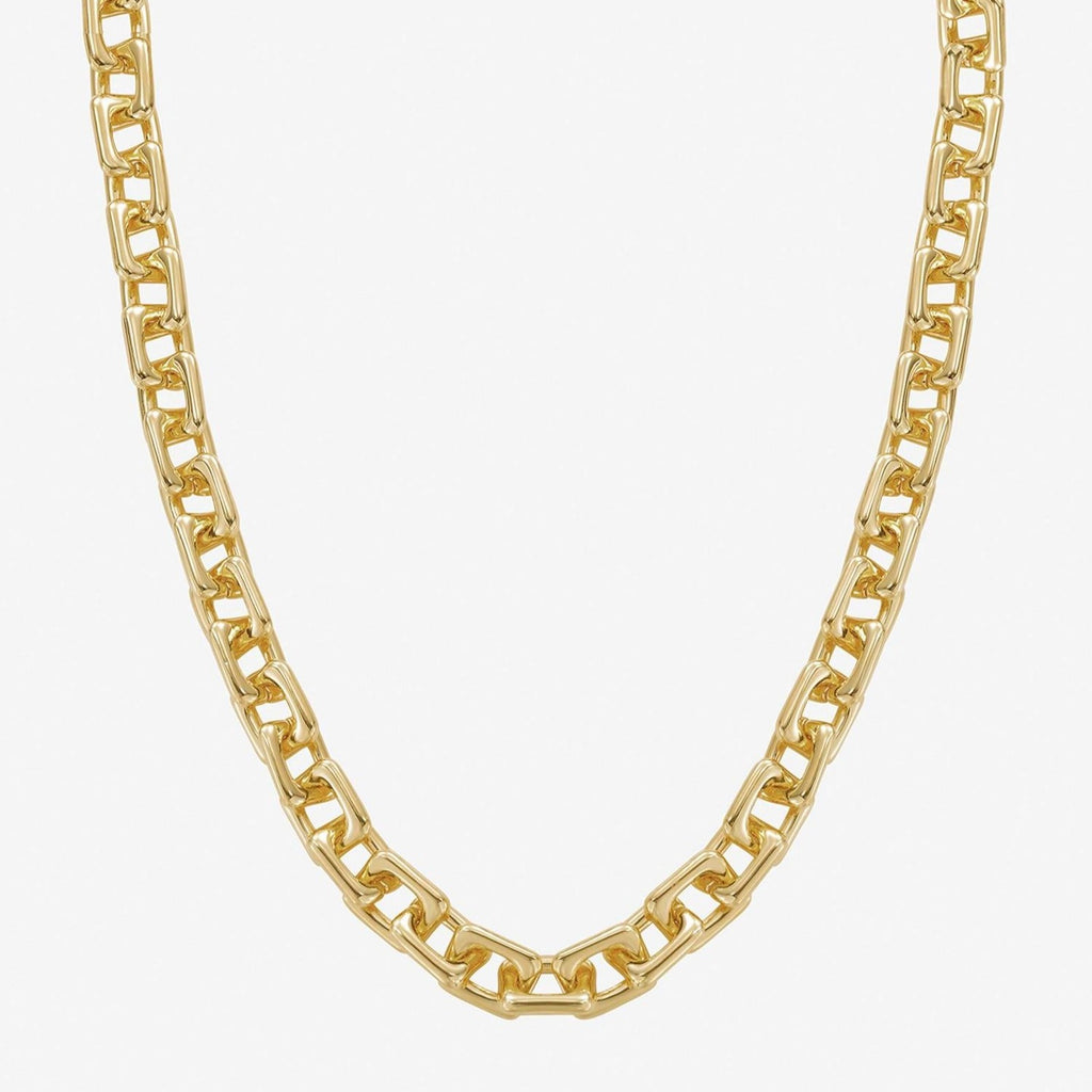 Frieze Geometric Chunky Chain Necklace 14k Gold Plated Statement Piece