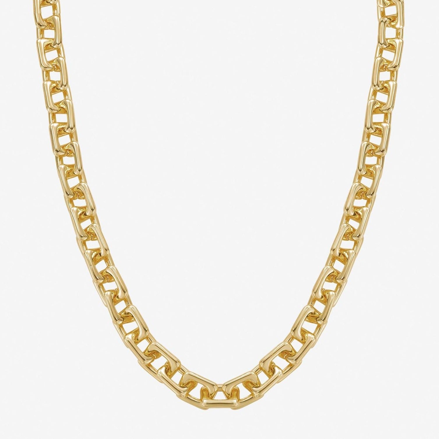 Frieze Geometric Chunky Chain Necklace 14k Gold Plated Statement Piece