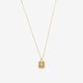 Marcelle Crystal Rectangle Pendant Necklace 14k Gold Plated Vintage