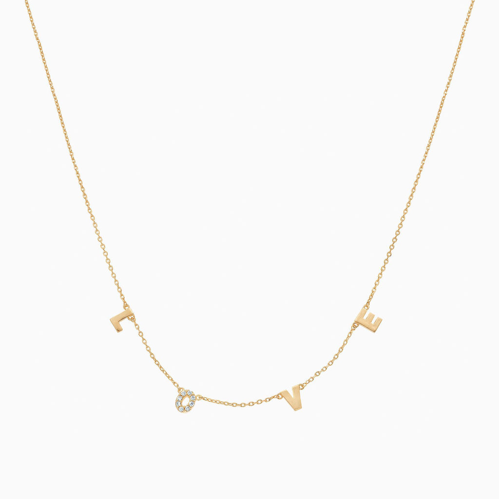 LOVE Letter Necklace 14k Gold Plated Daily Wear
