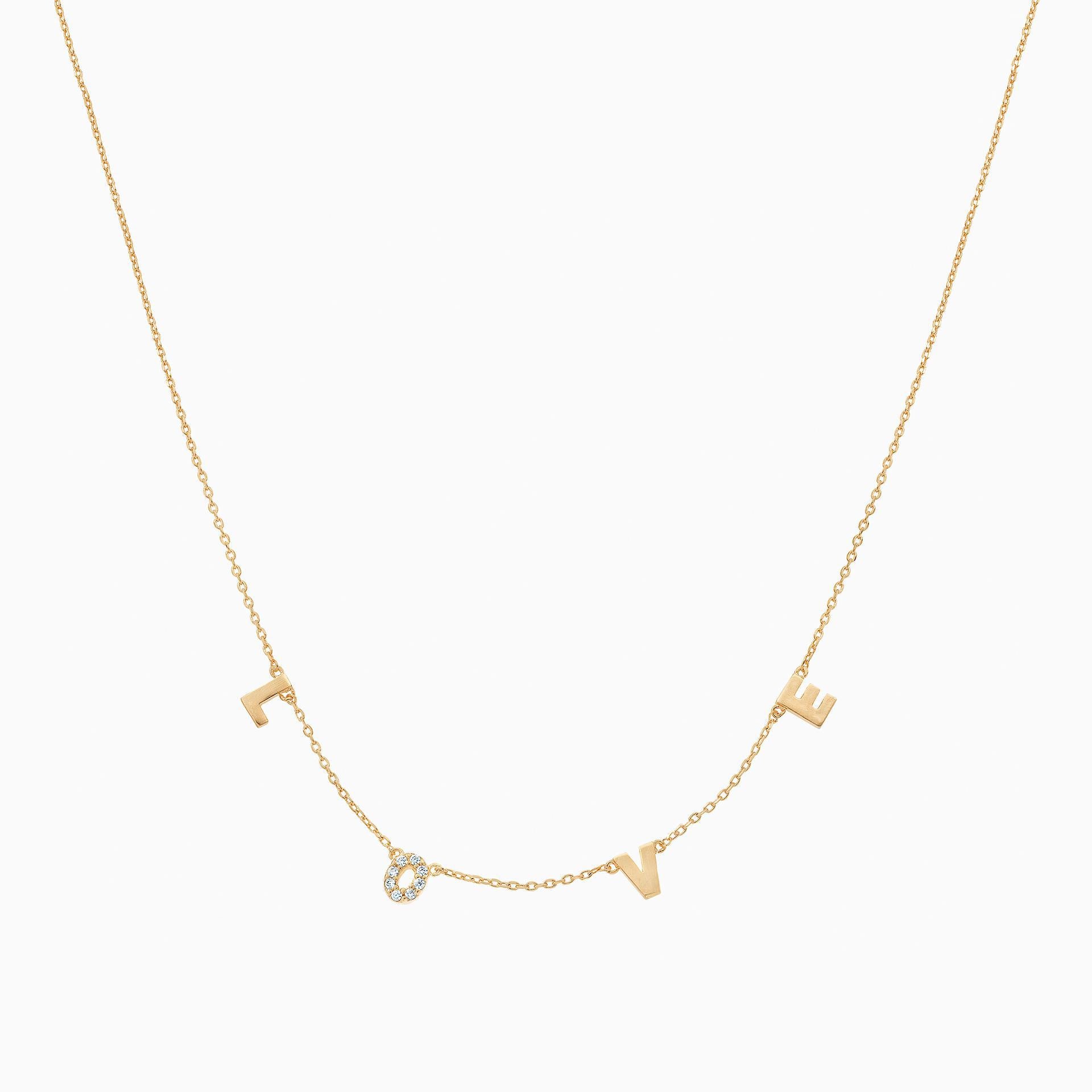 LOVE Letter Necklace 14k Gold Plated Daily Wear