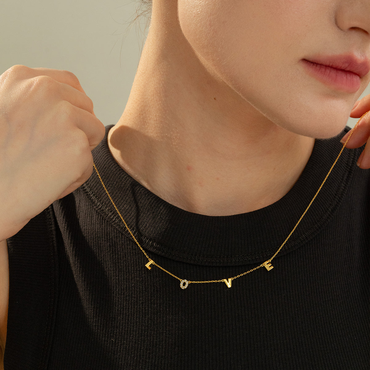 LOVE Letter Necklace 14k Gold Plated Daily Wear