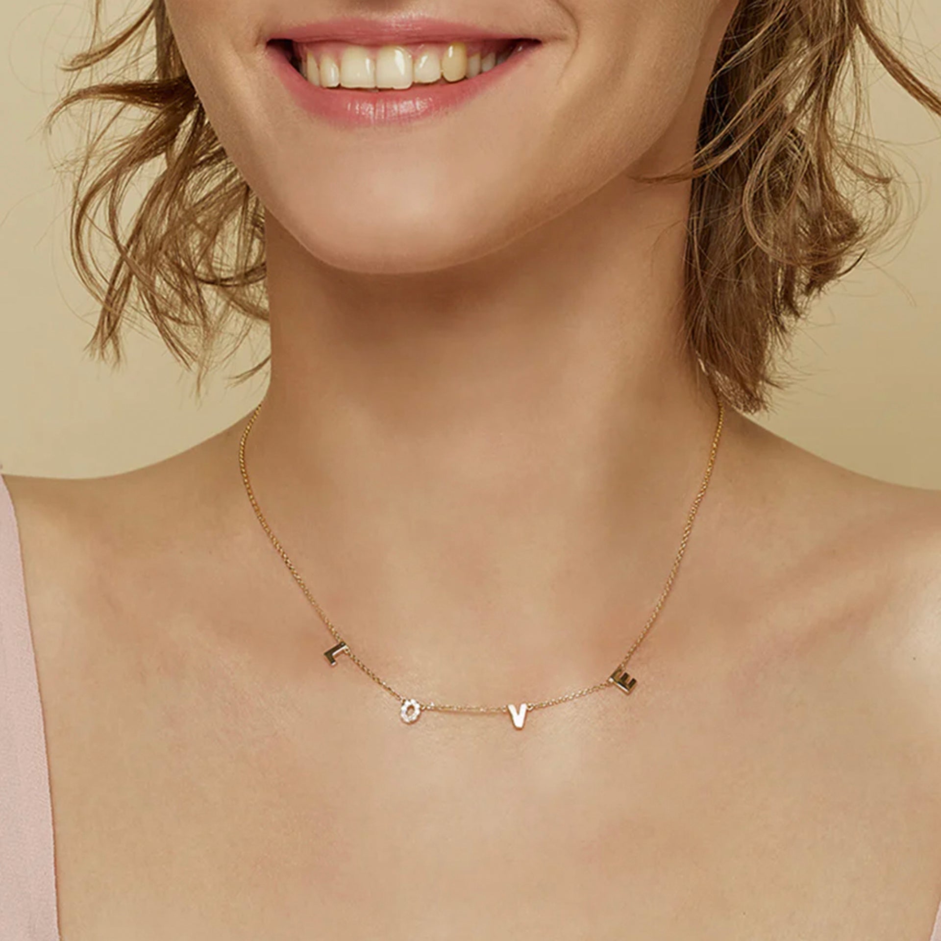 LOVE Letter Necklace 14k Gold Plated Daily Wear