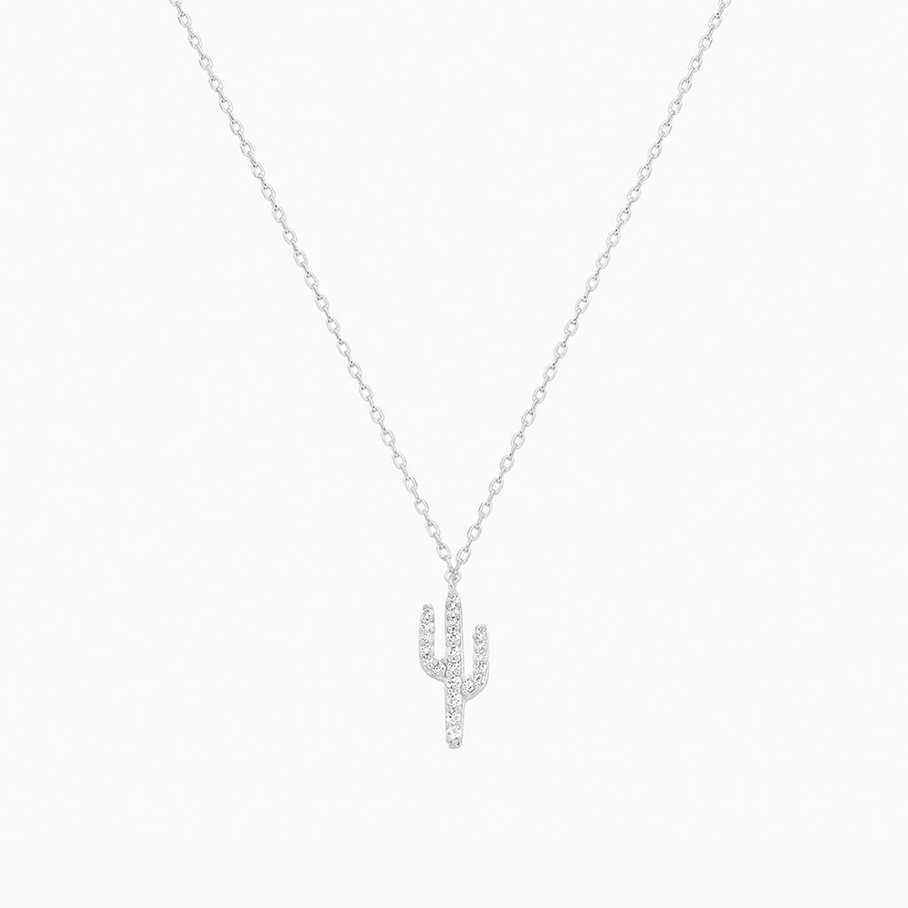 Lucy Crystal Cactus Pendant Necklace 14k Gold Plated Everyday Style