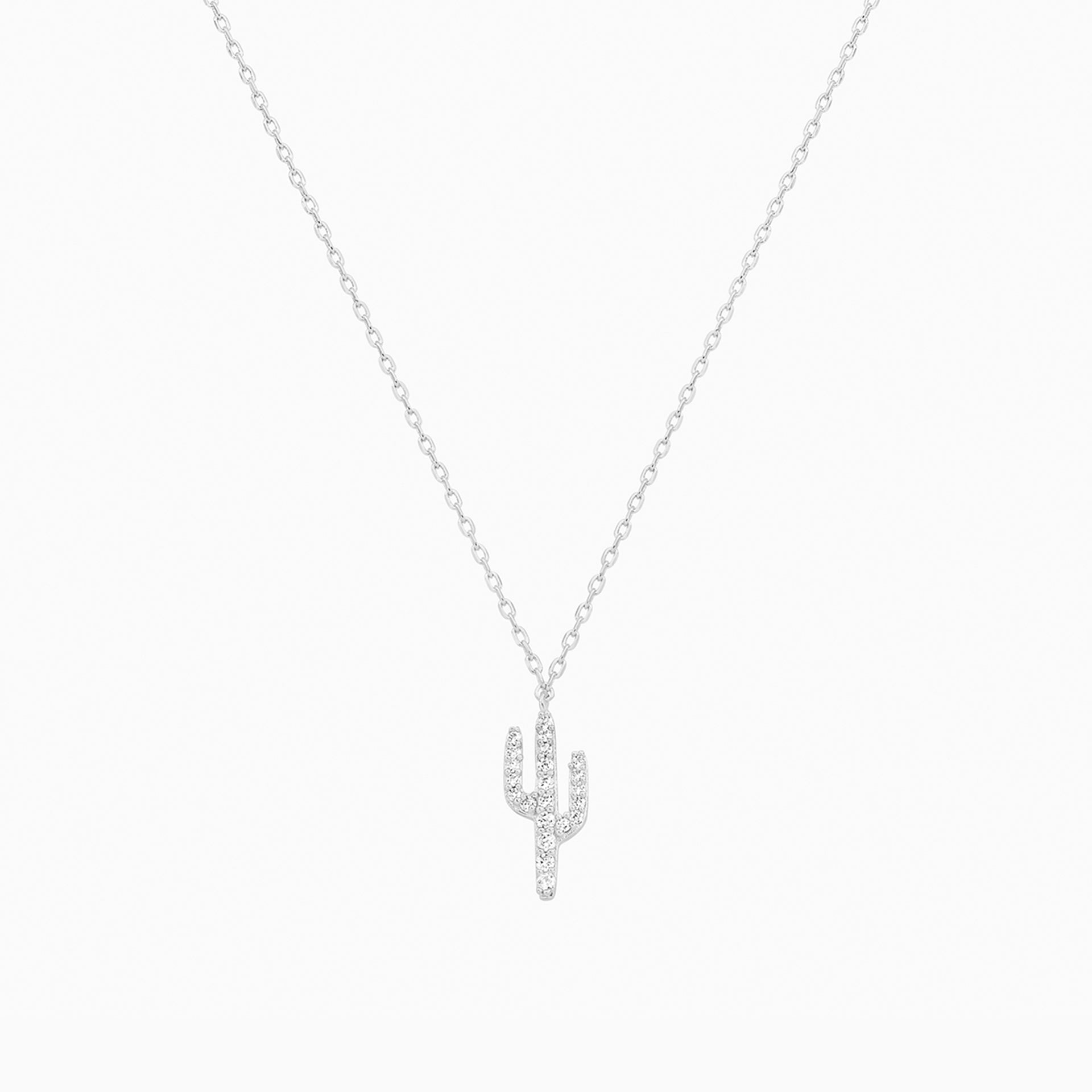 Lucy Crystal Cactus Pendant Necklace 14k Gold Plated Everyday Style
