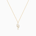 Lucy Crystal Cactus Pendant Necklace 14k Gold Plated Everyday Style