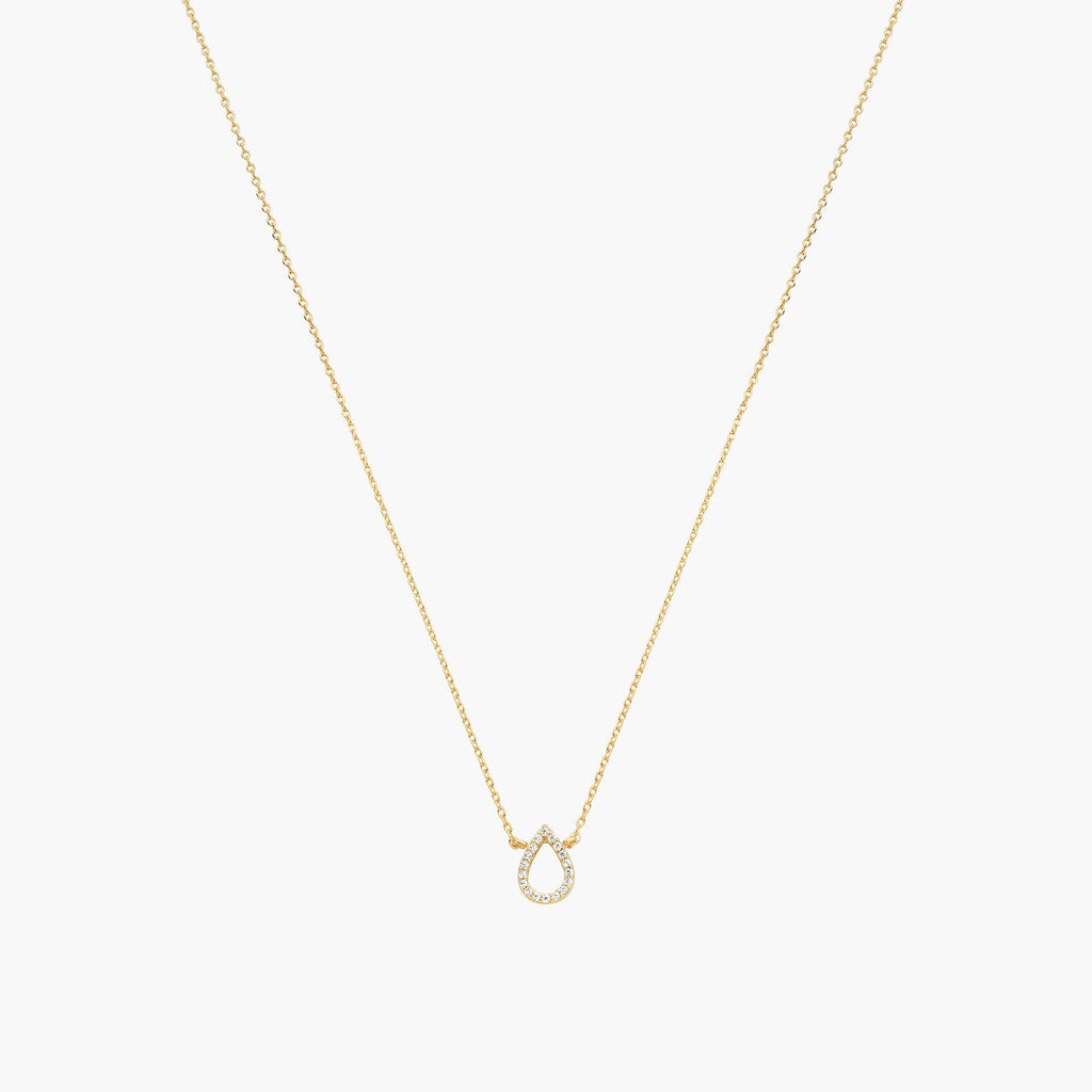 Livia Crystal Teardrop Pendant Necklace 14k Gold Plated Dainty Piece