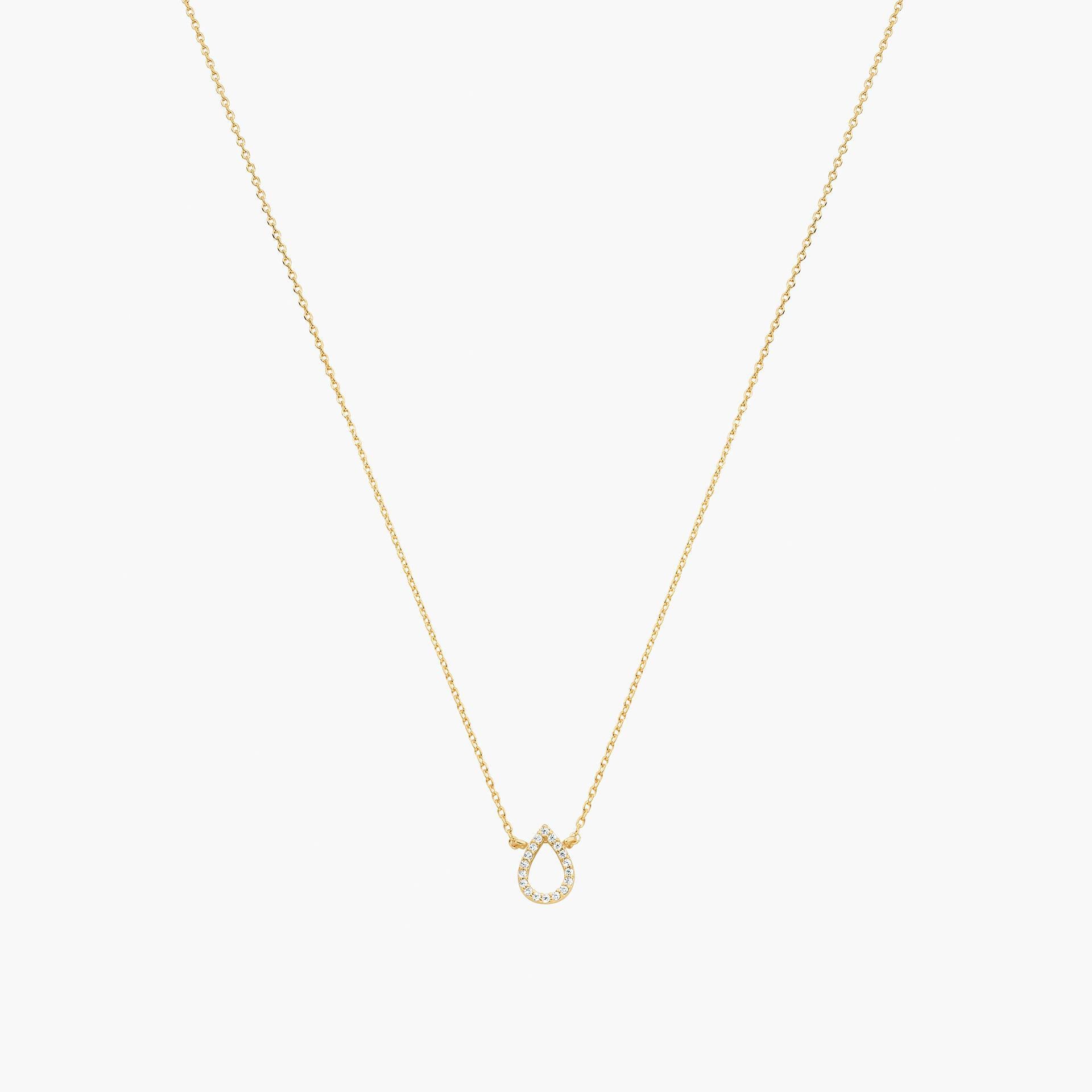 Livia Crystal Teardrop Pendant Necklace 14k Gold Plated Dainty Piece