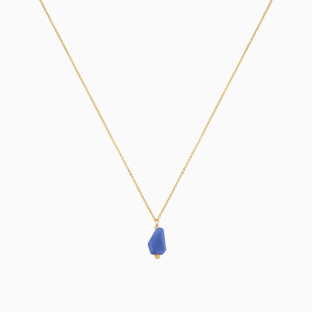 Yvette Natural Stone Pendant Necklace 14k Gold Plated