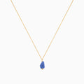 Yvette Natural Stone Pendant Necklace 14k Gold Plated