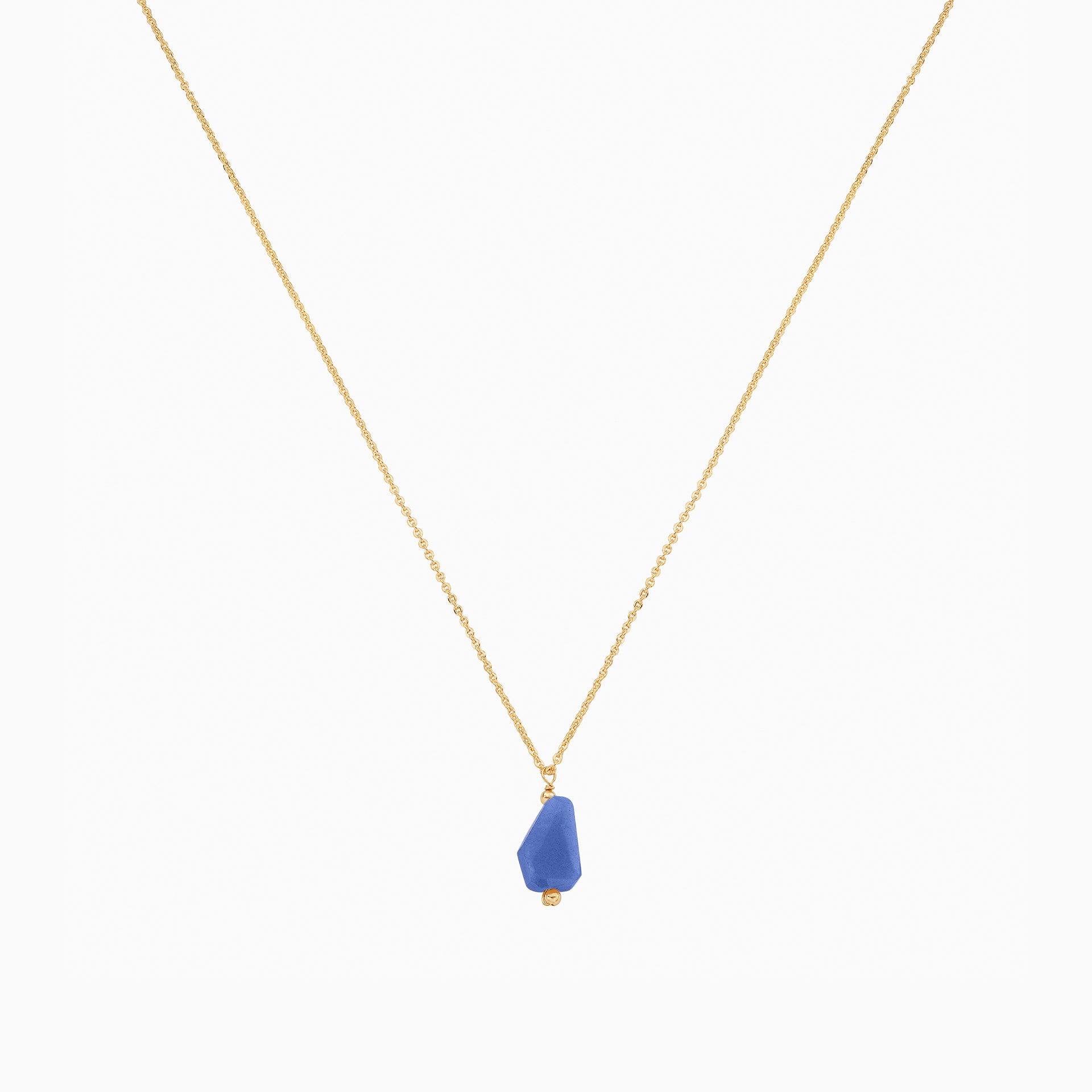 Yvette Natural Stone Pendant Necklace 14k Gold Plated
