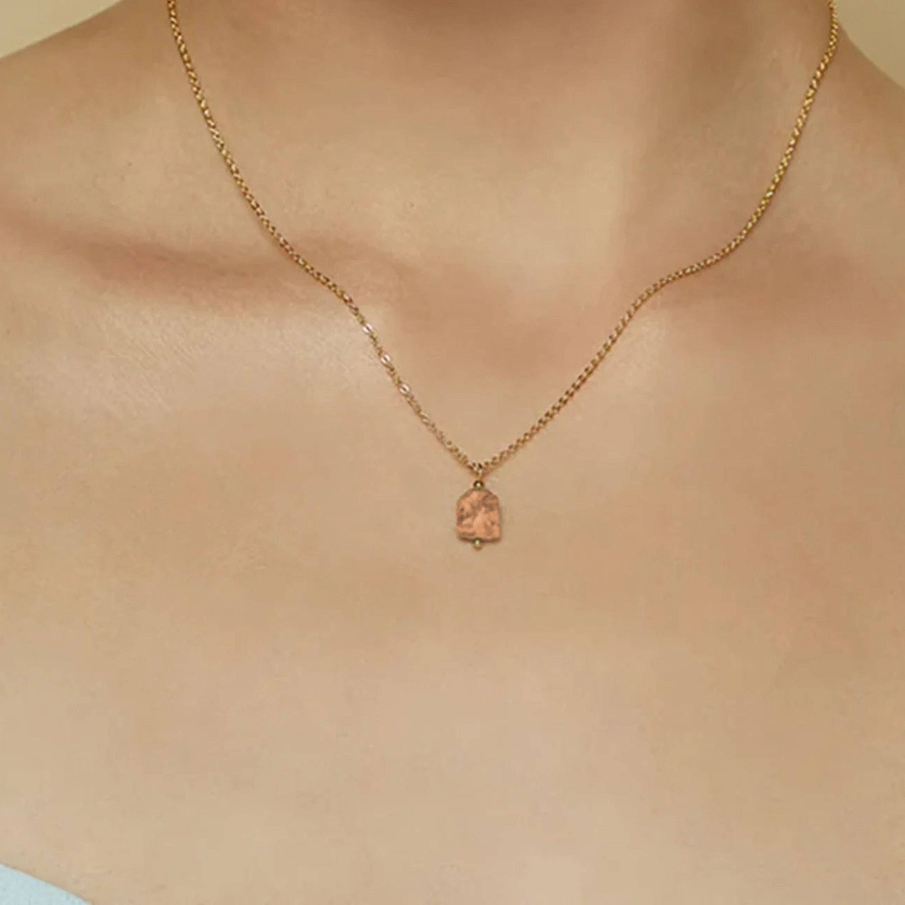 Yvette Natural Stone Pendant Necklace 14k Gold Plated