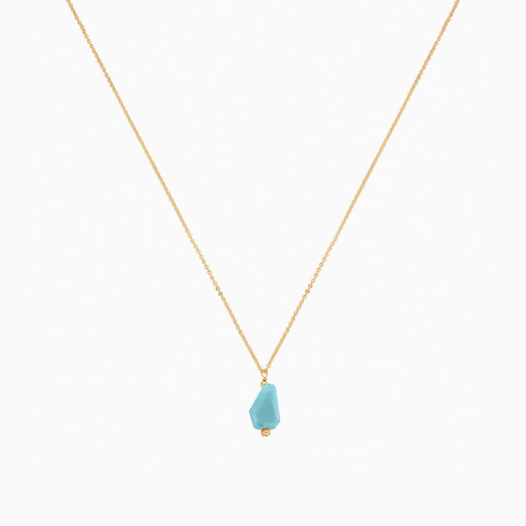 Yvette Natural Stone Pendant Necklace 14k Gold Plated