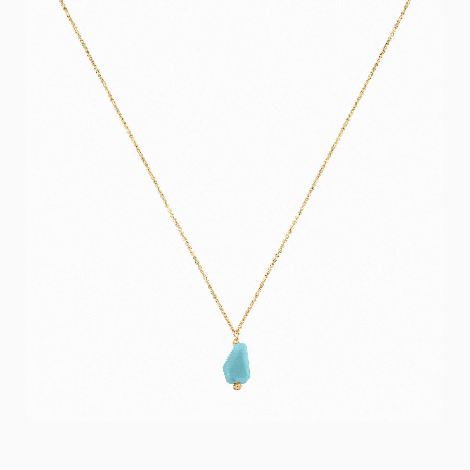 Yvette Natural Stone Pendant Necklace 14k Gold Plated