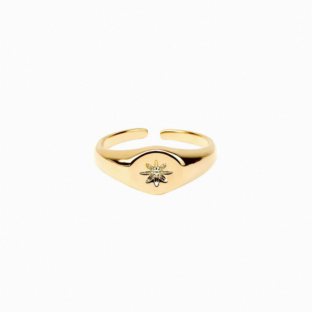 Sol Adjustable Sigma Ring 14k Gold Plated Minimal