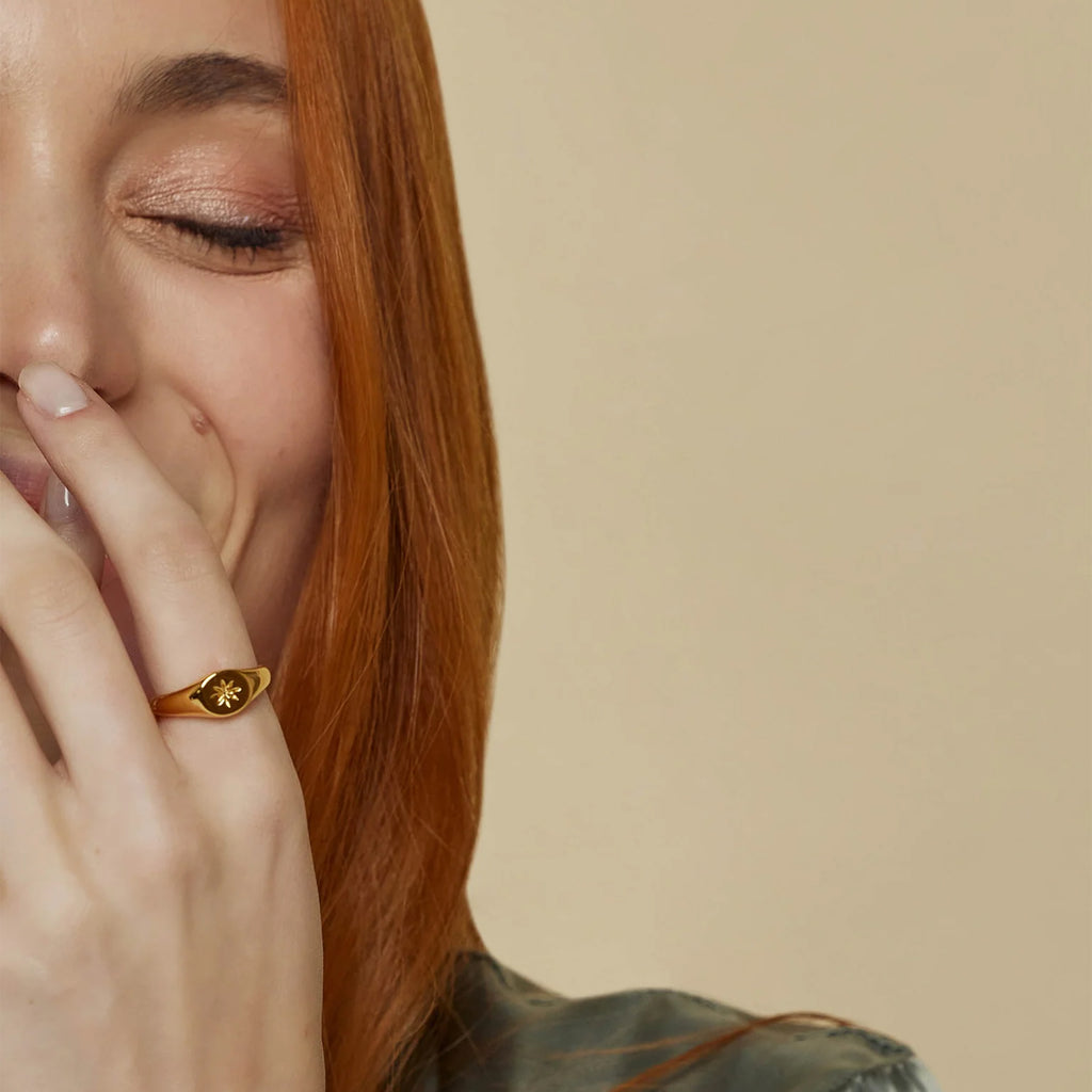Sol Adjustable Sigma Ring 14k Gold Plated Minimal