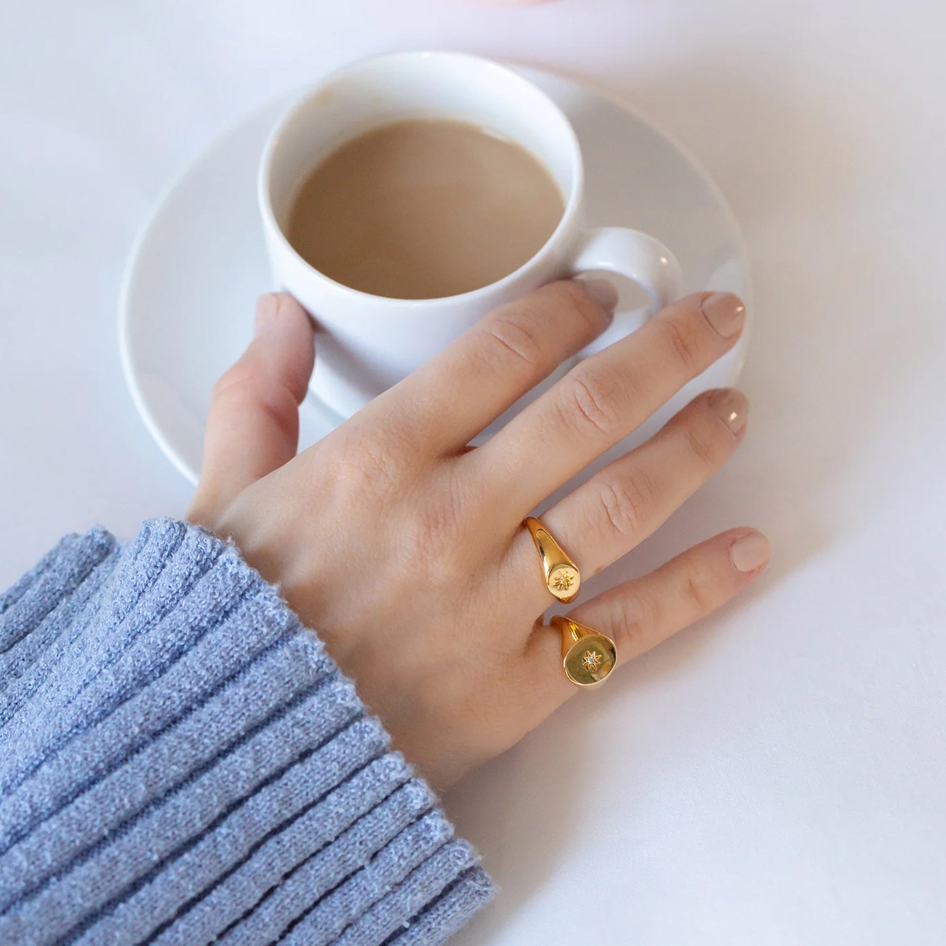 Sol Adjustable Sigma Ring 14k Gold Plated Minimal