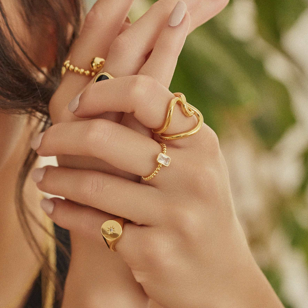 Sol Adjustable Pinky Ring 14k Gold Plated Minimal Style