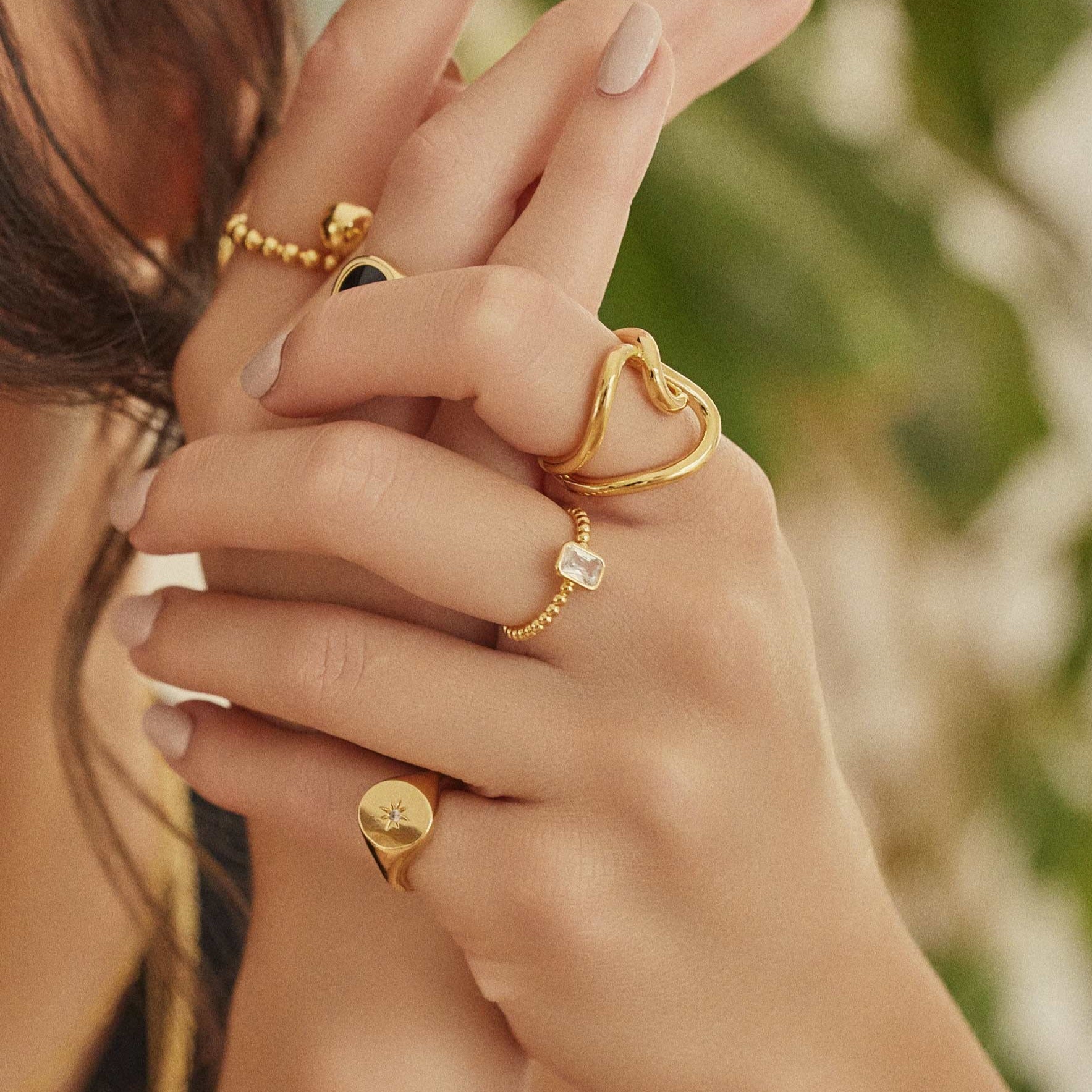 Sol Adjustable Pinky Ring 14k Gold Plated Minimal Style