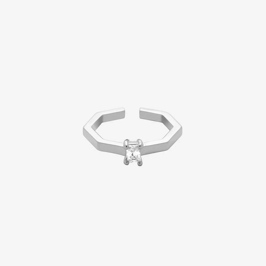 Terry Crystal Stone Geometric Adjustable Ring 14k Gold Plated Daily Wear