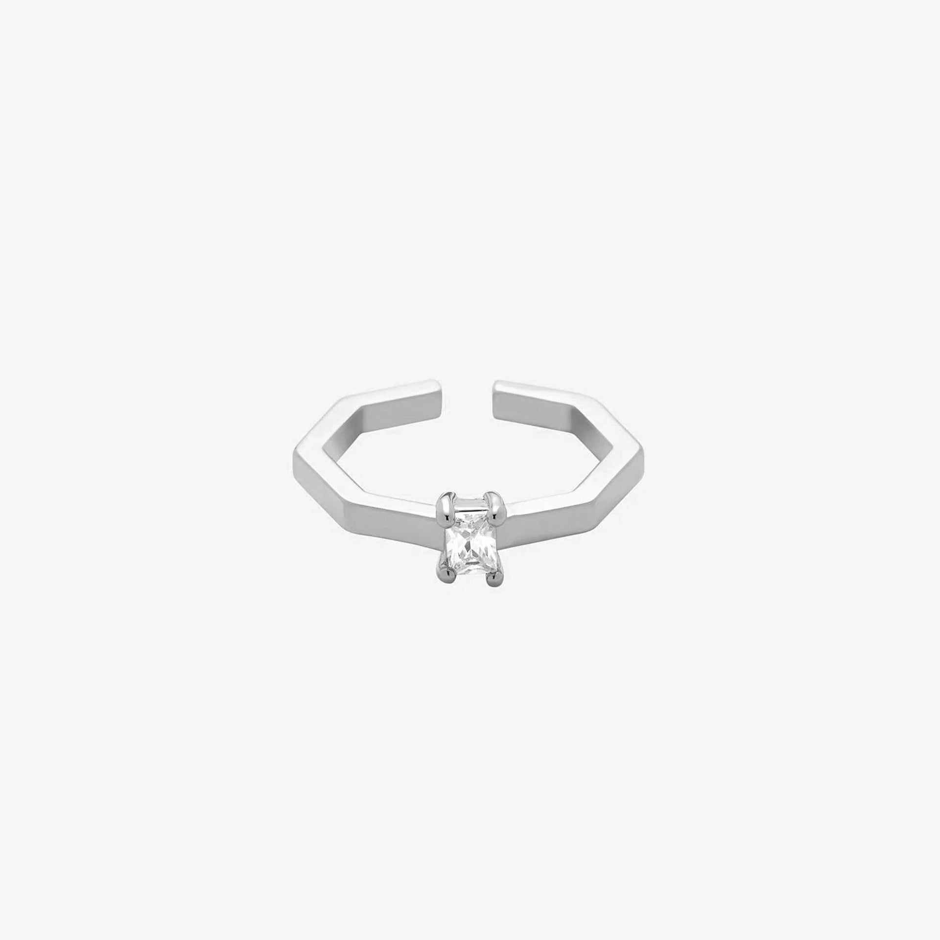 Terry Crystal Stone Geometric Adjustable Ring 14k Gold Plated Daily Wear