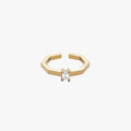 Terry Crystal Stone Geometric Adjustable Ring 14k Gold Plated Daily Wear