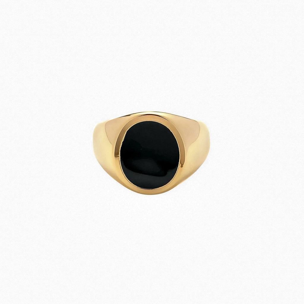 Kerry Black Stone Statement Ring 14k Gold Plated Unique Look