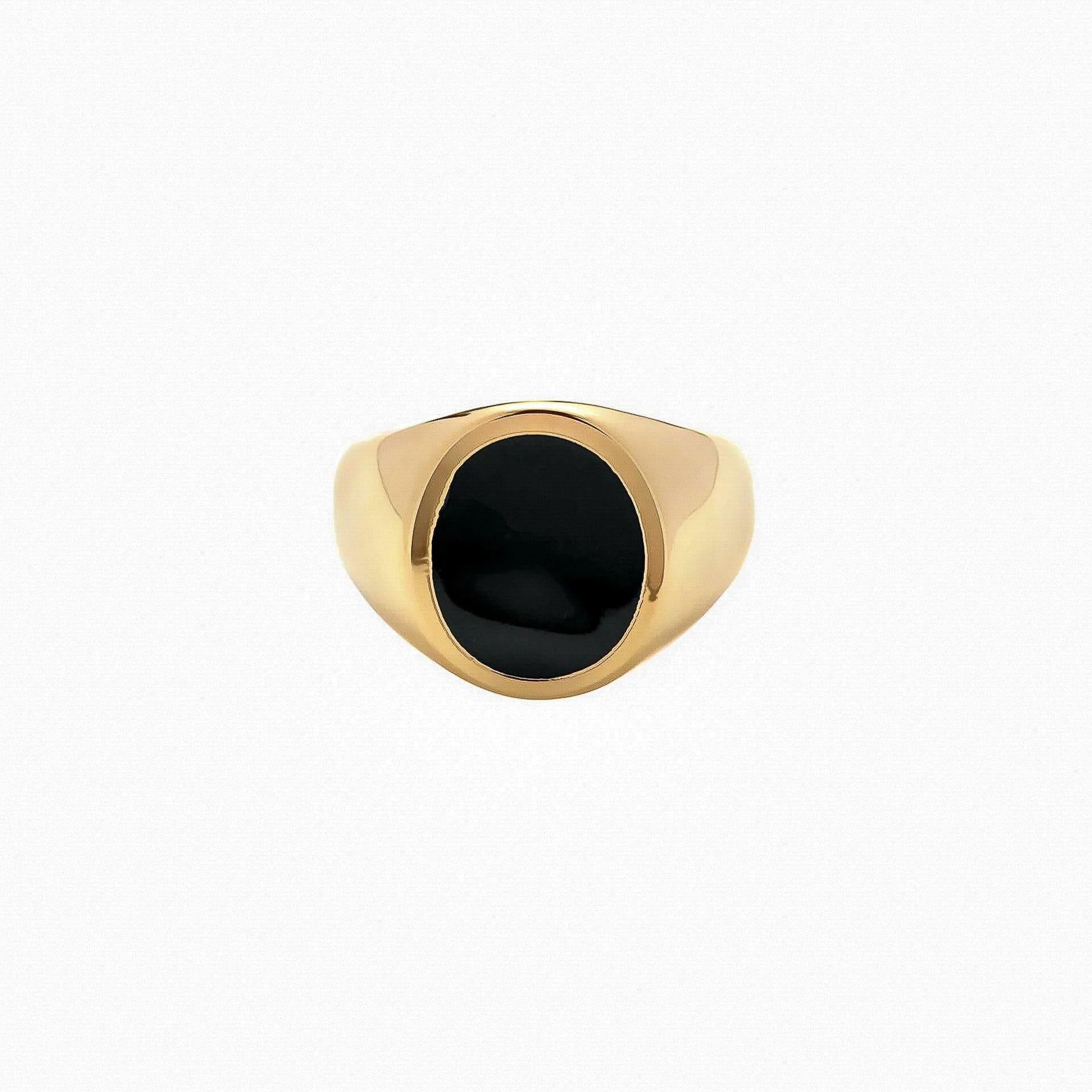 Kerry Black Stone Statement Ring 14k Gold Plated Unique Look