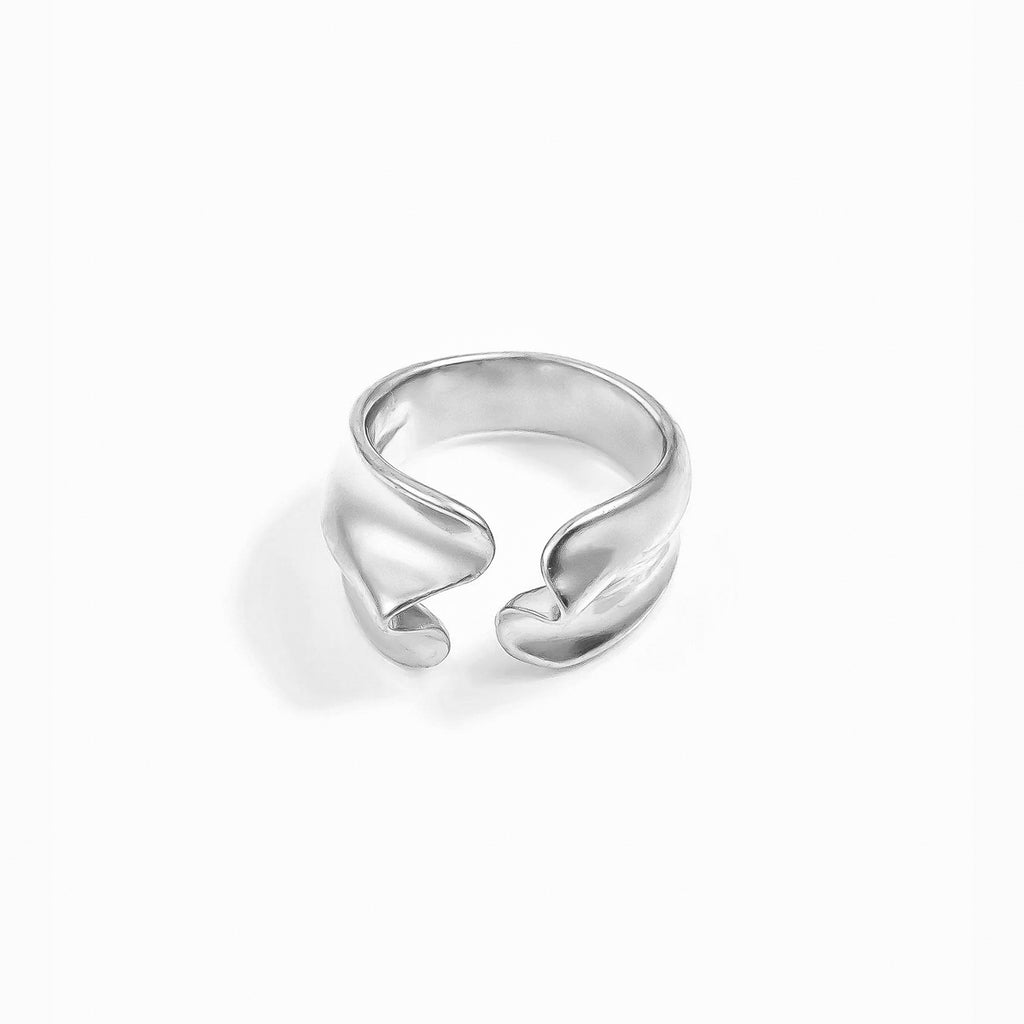Brooklyn Geometric Abstract Open Adjustable Ring 14k Gold Plated
