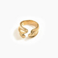 Brooklyn Geometric Abstract Open Adjustable Ring 14k Gold Plated