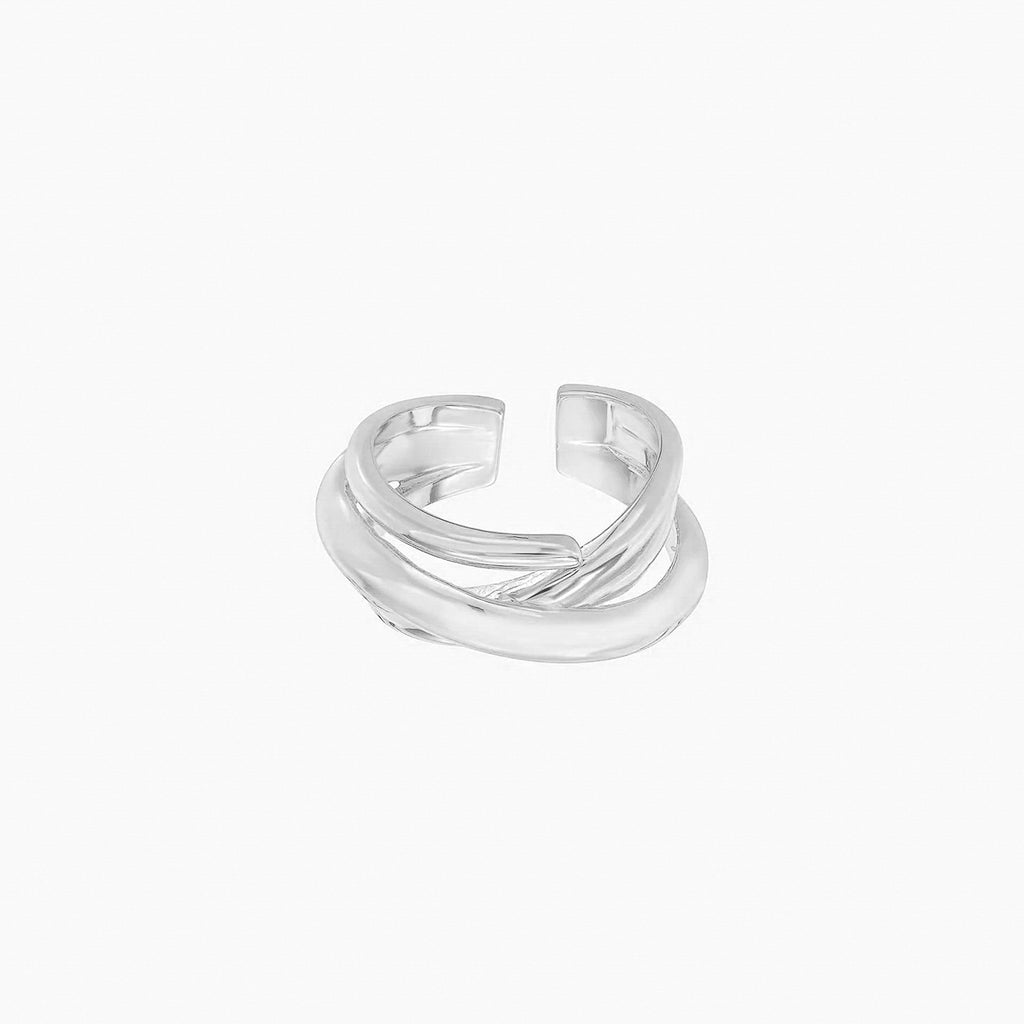 Coco Abstract Intertwined Geometric Adjustable Ring 14k Gold Plated Bold Statement